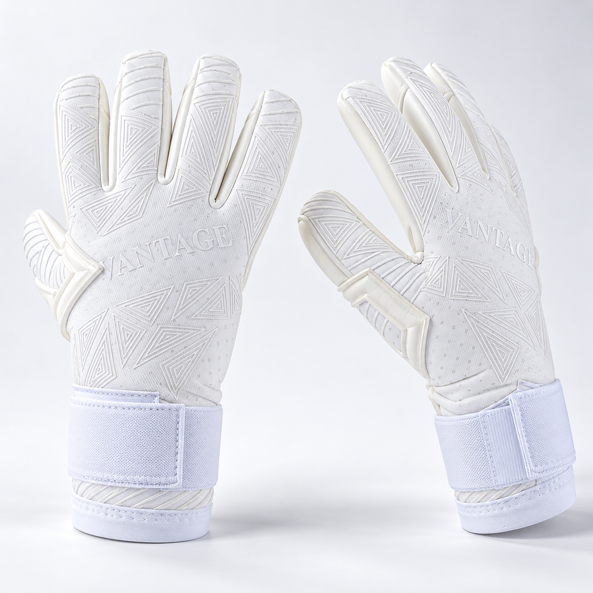 Vantage gloves showing their geometric backhand finish and wrist closures